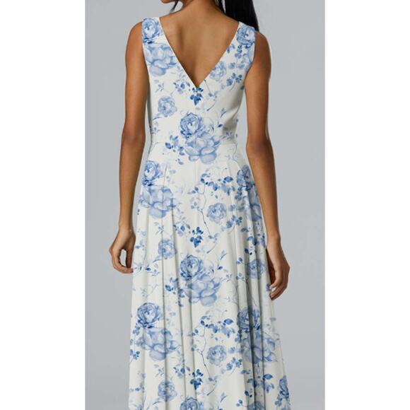 AW BRIDAL 4 S Blue Botanical Floral Petronilla formal party maxi dress NEW B147 - Picture 2 of 9